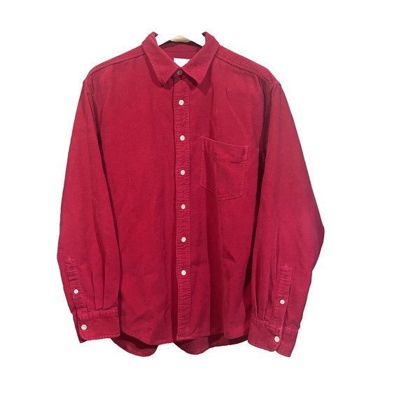 Vintage J. Crew Oarsman Corduroy Button Up Shirt Men's Large Red Y2K Preppy - Picture 1 of 13